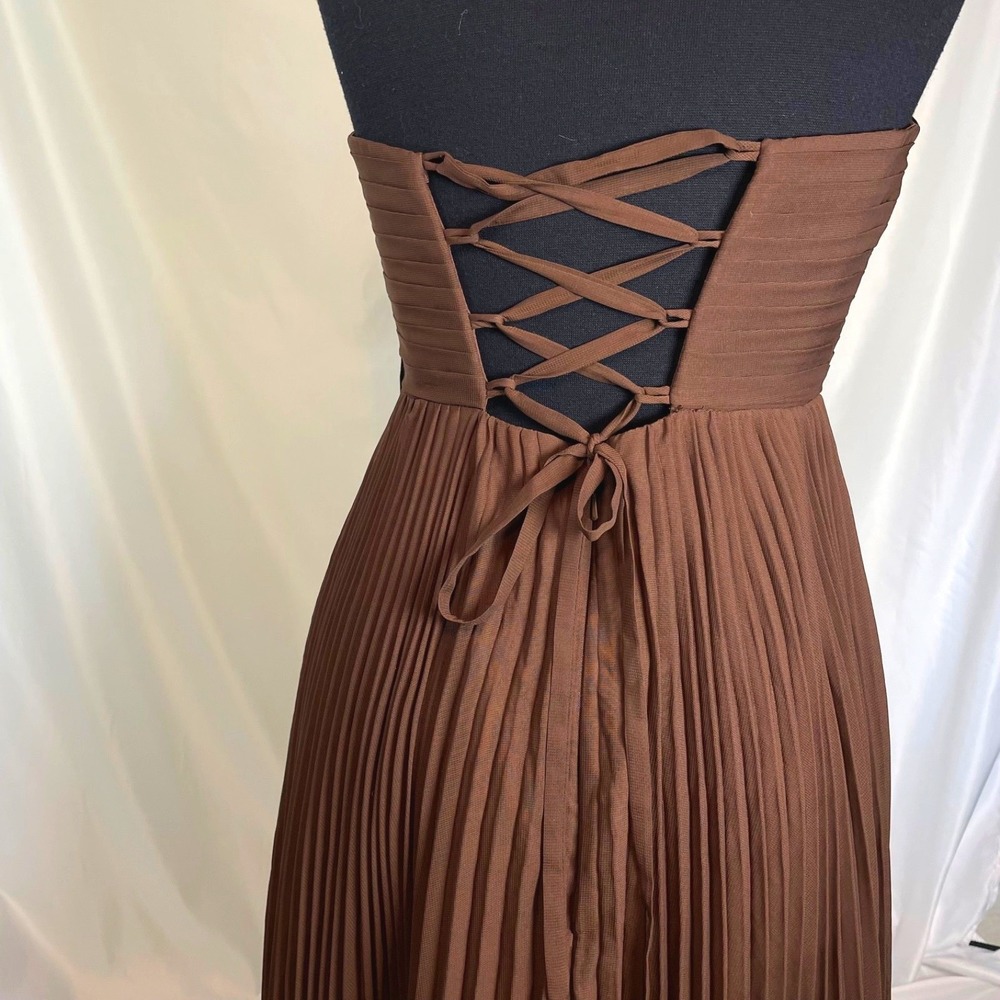 Azazie Bridesmaid Dress Wedding Guest Address Formal Long Gown Size 4 Brown - Picture 6 of 15